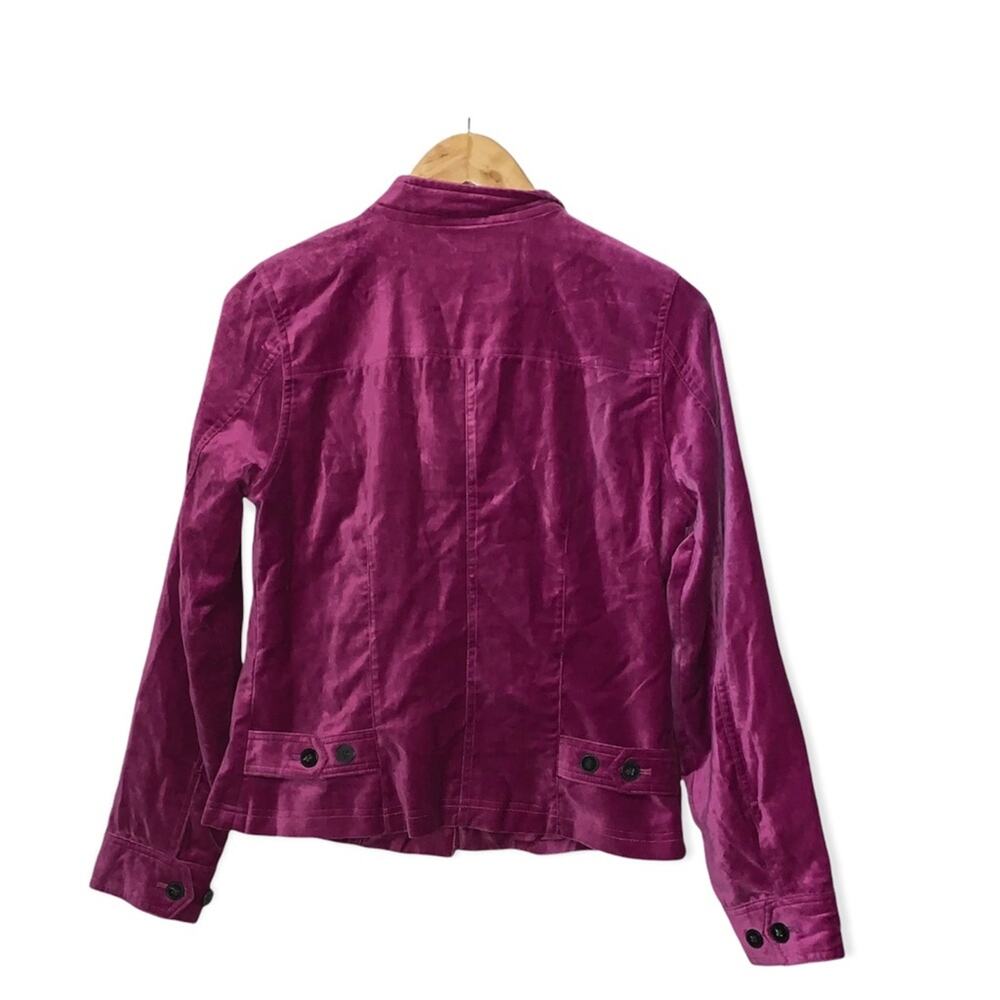 Covington Magenta Fushia Velvet Fully Lined Button Front Jacket Size SMALL - Picture 2 of 5